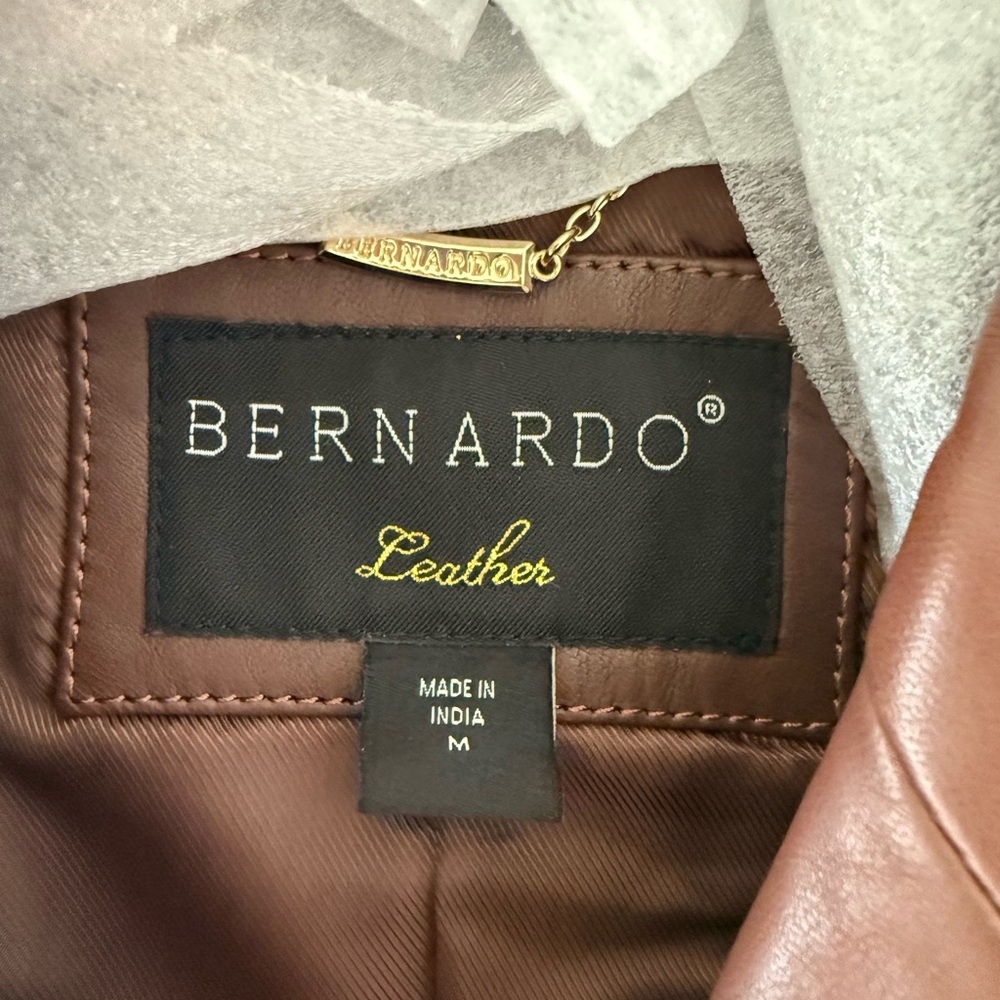 NWOT Bernardo Brown Double-Breasted Leather Jacket - Picture 4 of 5
